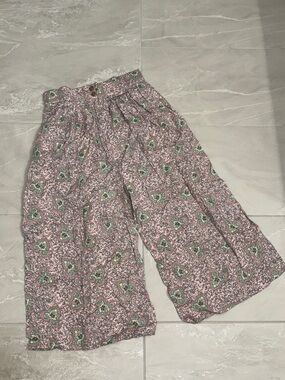 Vintage Lee Winter 70s Pink Floral Culottes Wide Leg Pants Retro